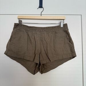Cali 1850 Shorts Womens XL Brown Elastic Waist Linen Blend Beachy Summer